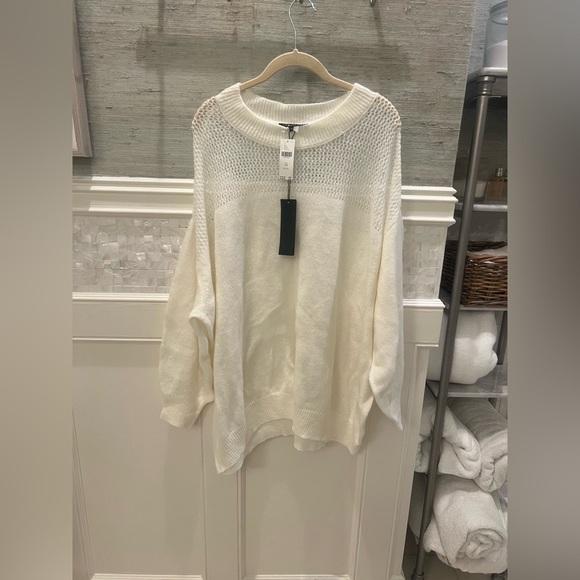 NWT new Anthropologie 3X plus caballero sheer pullover sweater white ivory - Picture 3 of 15